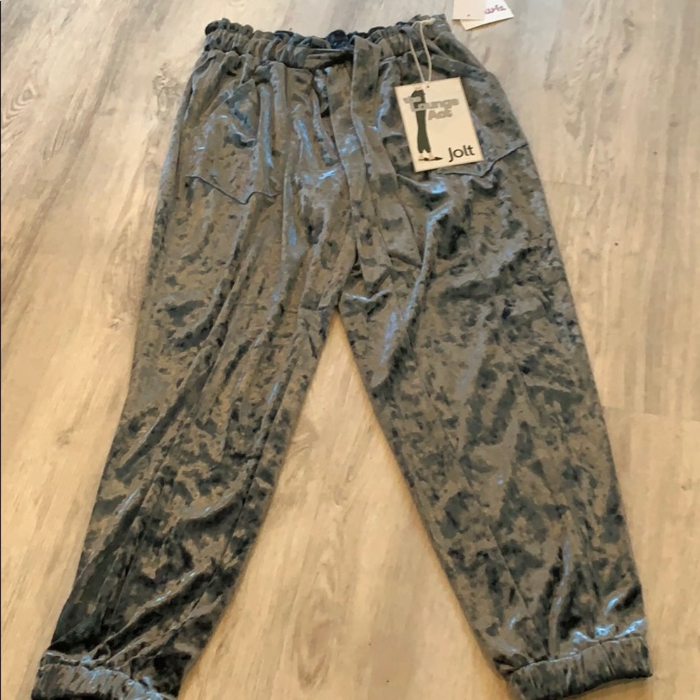 Blue velvet joggers